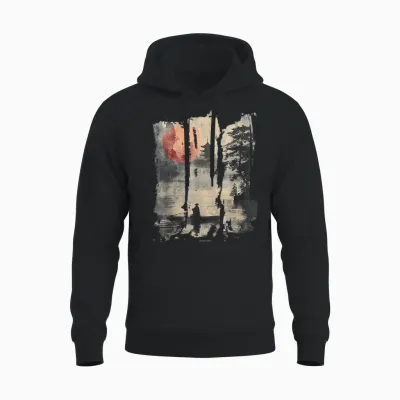 Japanese Floating World in Retro Vaporwave Harajuku 90's T-Shirt, Black Unisex Hoodie - Black