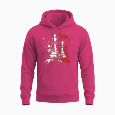 Chess Queen and King Streetart Unisex Hoodie - Heliconia