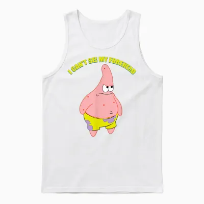 Mademark X Spongebob Squarepants - Patrick Star - I Can't See My Forehead Unisex Tank Top - White