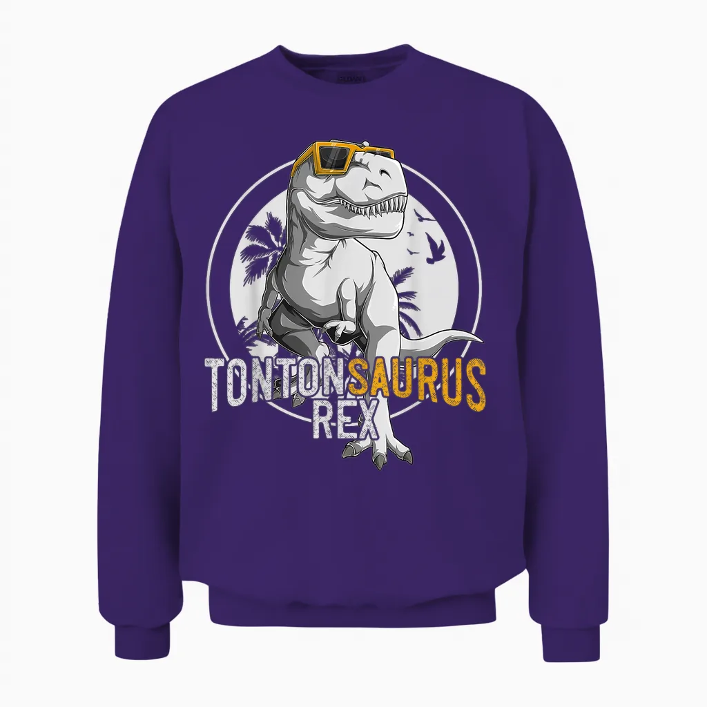 Tontonsaurus Rex Tonton Dinosaur Gift Uncle Unisex Sweatshirt in Purple
