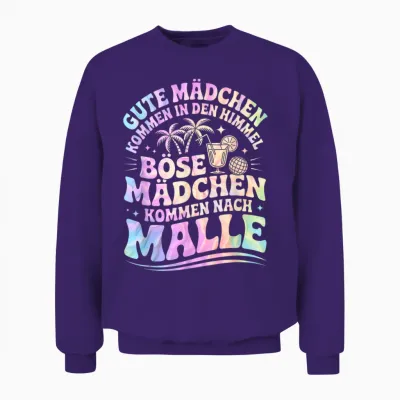 Malle Outfit Girls' Evening Party Holiday Women's Slogan Mallorca Unisex Sweatshirt - Purple