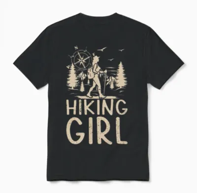 Mountain Hiking Girl Hiking Girl Unisex T-Shirt - Black