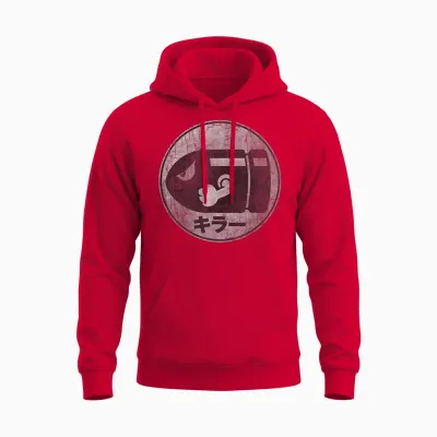 Super Mario Bullet Bill Distressed Kanji Logo Unisex Hoodie - Red