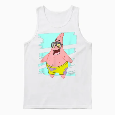 Mademark X Spongebob Squarepants - Patrick Star - Reflection in Sunglasses Unisex Tank Top - White