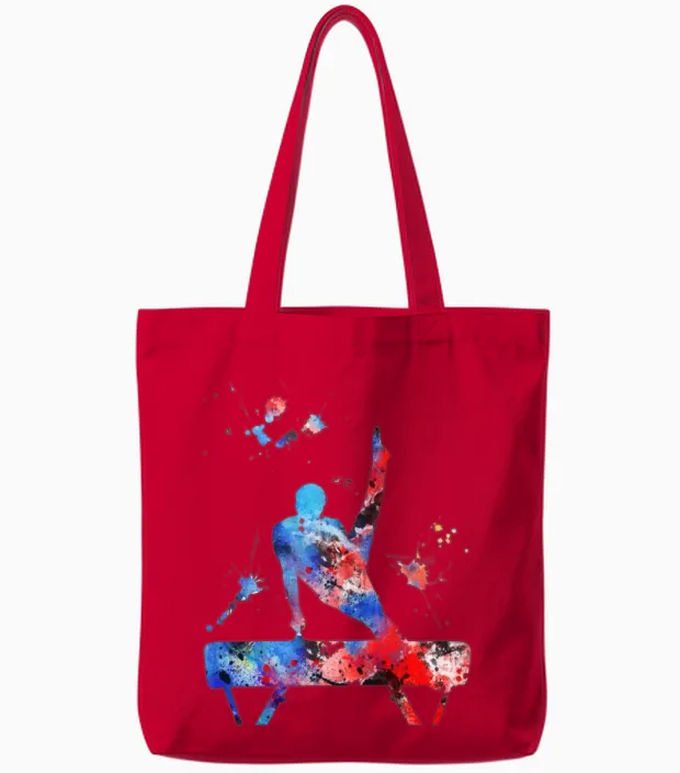 Horse Balance Male Lovers Tote Bags in Red