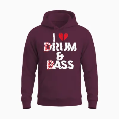 I Love Drum and Bass Rum and Ass Funny T-Shirt, Black, S Unisex Hoodie - Maroon