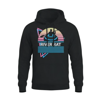 Funny Kayak Kayaking Retro Unisex Hoodie - Black