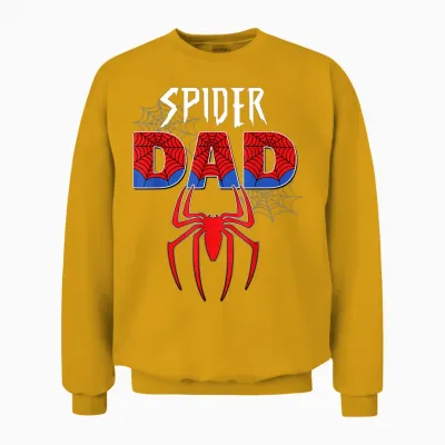 Mens Spider Dad Design Father's Day Matching Family Birthday Unisex Sweatshirt - Gold