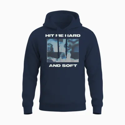 Official Billie Eilish Hit Me Hard and Soft Blue Reverse T-Shirt, Blue, S Unisex Hoodie - Navy