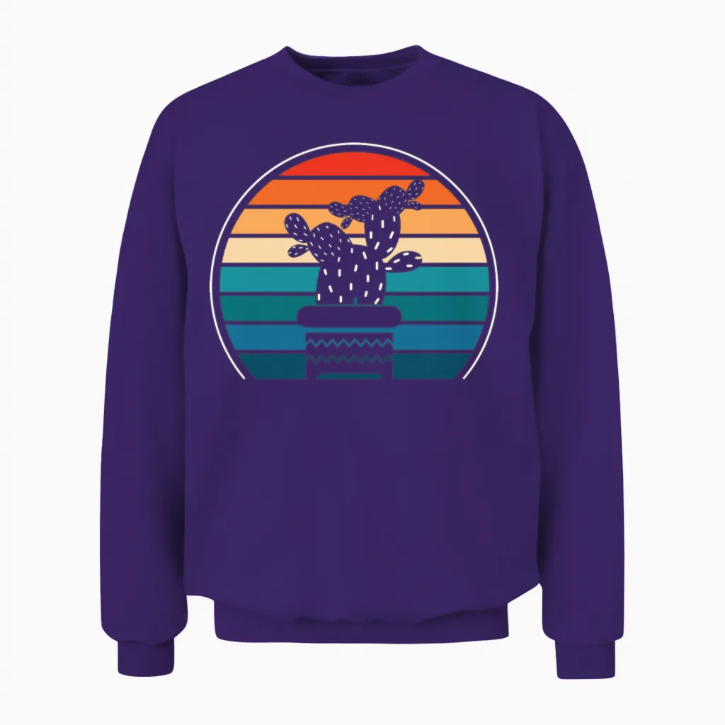 Retro Cactus Gardener Unisex Sweatshirt in Purple