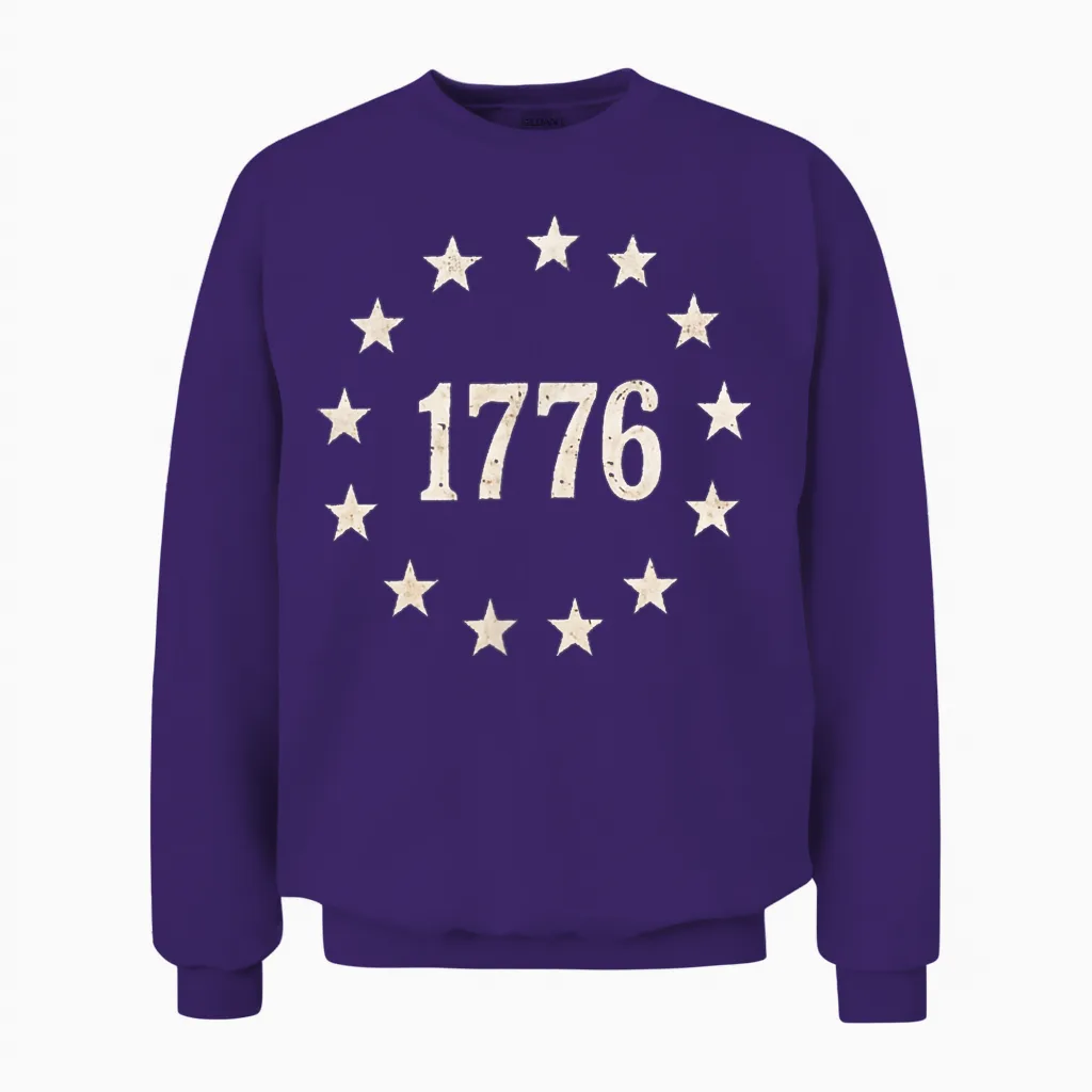 (2 Sides) 1776 We the People 250 Years 1776 2026 4th of July Unisex Sweatshirt in Purple