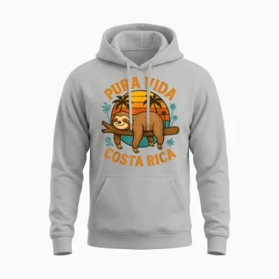 Pura Vida Costa Rica Lazy Sunset Palms Unisex Hoodie - Ash