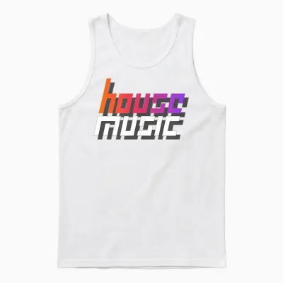 House Music Techno Dj Party Festival Electro Rave Trance T-Shirt, Black, S Unisex Tank Top - White
