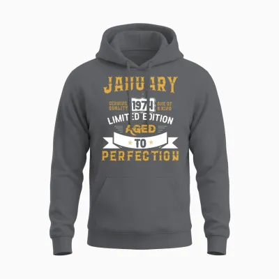 January 1974 Limited Edition Aged to Perfection Unisex Hoodie - Charcoal