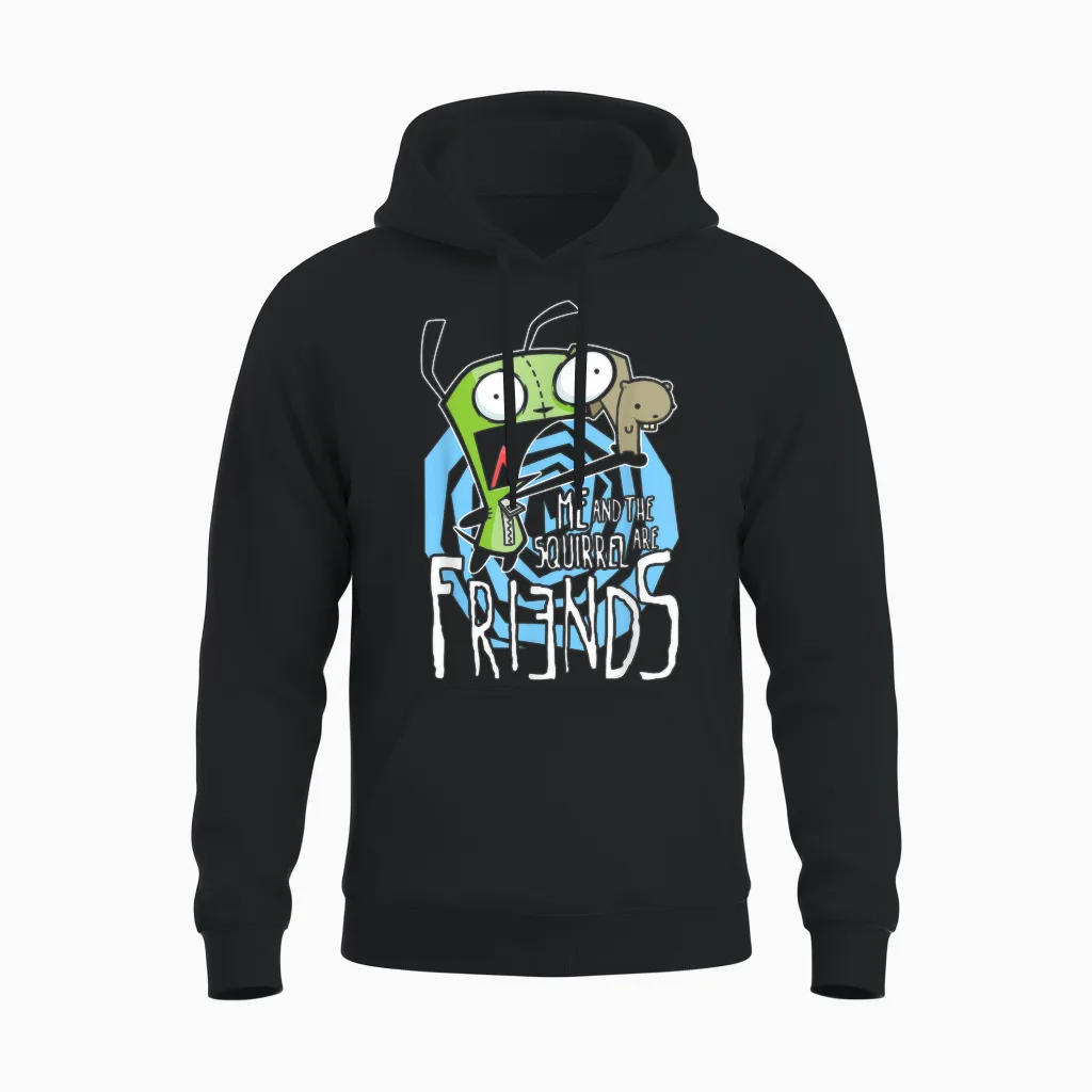 Invader Zim G.i.r Me and the Squirrel Are Friends Funny Logo Unisex Hoodie in Black