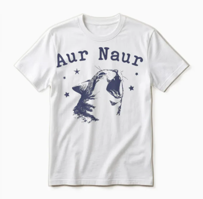 Aur Naur Funny Cat Meme Internet Slang Lover Cat Unisex T-Shirt in White
