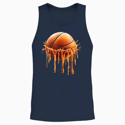 Basketball Drip Graphic Unisex Tank Top - Navy