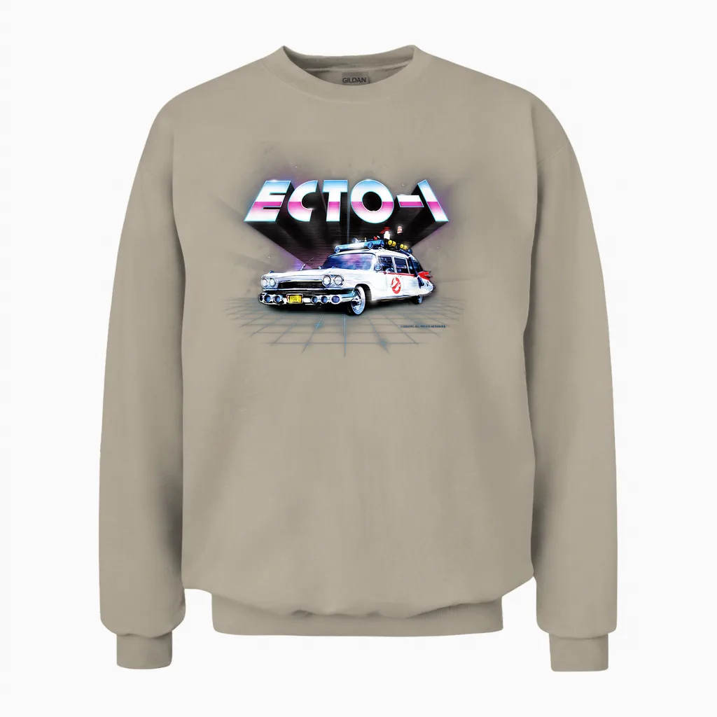 Ghostbusters Ecto 1 Synthwave Nyc Années 80 Film Rétro Unisex Sweatshirt in Sand