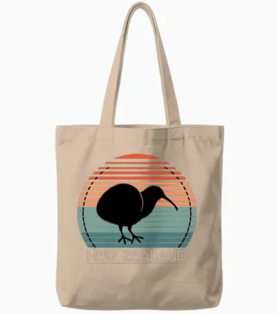 New Zealander Kiwi Bird Retro New Zealand Tote Bags - Natural