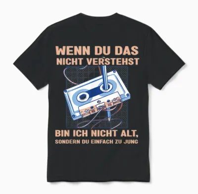 Funny Saying "bandsalat 80s 90s Retro Cassette T-Shirt, Black Unisex T-Shirt - Black