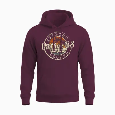 Vintage 1968 58yr 58th Birthday Gifts for Men 58 Years Old Unisex Hoodie - Maroon