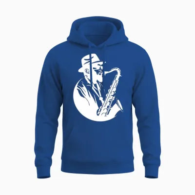 Homme Le Saxophoniste Dessine La Fête Des Pères T-Shirt Haut De Gamme Unisex Hoodie - Royal