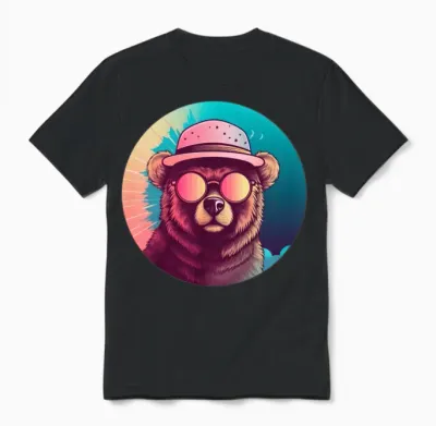 Retro Bear Lovers Design Unisex T-Shirt - Black