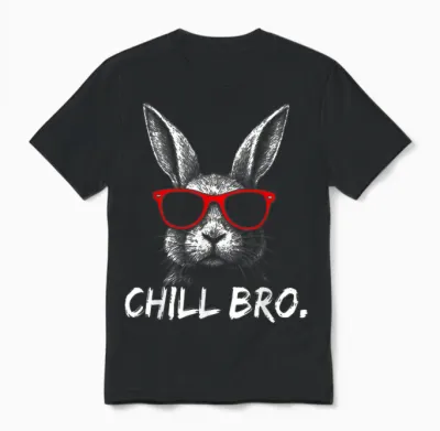 Chill Bro Cool Rabbit with Sunglasses Gamer Rabbit Easter Unisex T-Shirt - Black