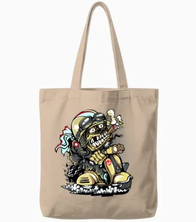 Scooter Funny Tote Bags - Natural