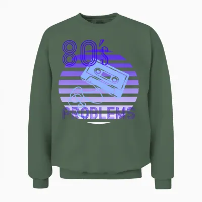 80s Retro Cassette Unisex Sweatshirt - Military Green