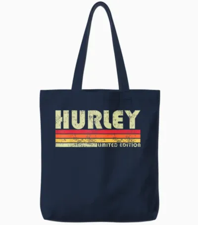 Retro Hurley Home State Cool 70s 80s Style Sunset Tote Bags - Navy