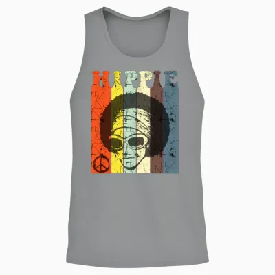 Retro Vintage Hippie Hairstyle, Retro 70s Design Unisex Tank Top - Sport Grey