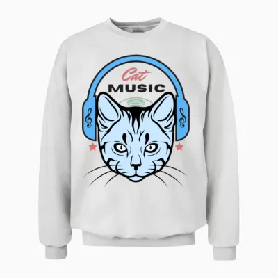 Cat Music Unisex Sweatshirt - White
