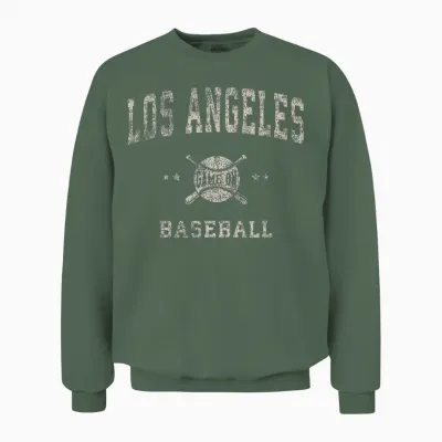 Los Angeles La Vintage Baseball Throwback Retro Design Unisex Sweatshirt - Military Green
