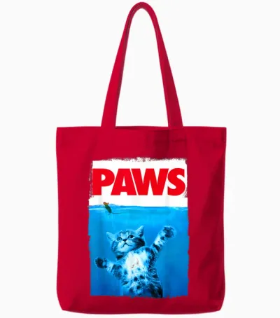 Xiongying Paws Cat and Mouse Top, Cute Funny Cat Lover Parody Tote Bags - Red