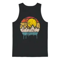 Sunset Retro Unisex Tank Top - Black – 1