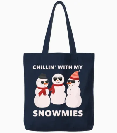 Chillin' with My Snowmies Tote Bags - Navy