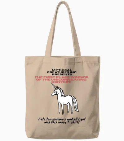 Unicorn Eating Contest Winner! Tote Bags - Natural