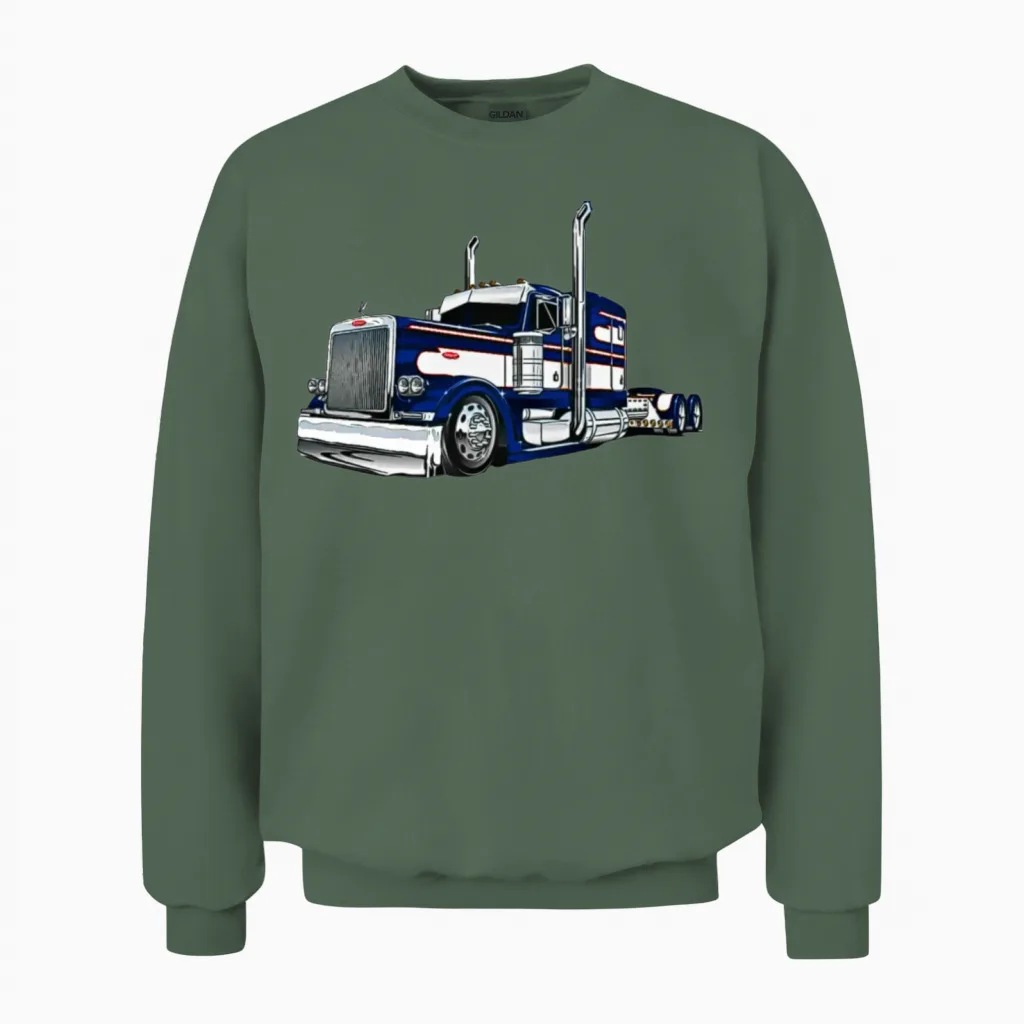 Truck Blue Unisex Sweatshirt in Military Green