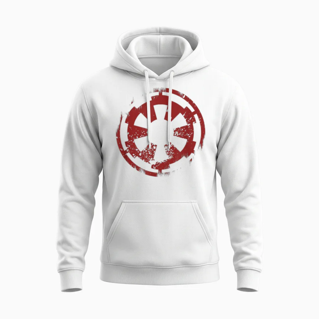 Star Wars Distressed Empire Logo Rust T-Shirt, Black Unisex Hoodie in White