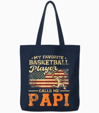Drapeau Américain My Favorite Basketball Player Calls Me Papi Tote Bags - Navy