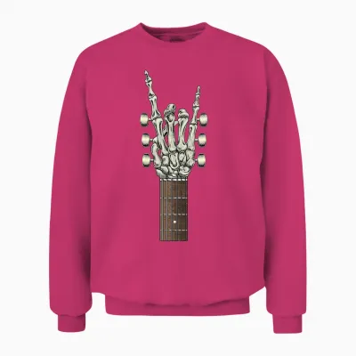 Rock on Skeleton Hand Guitar Gifts Men Graphic Tee Rock Band Unisex Sweatshirt - Heliconia