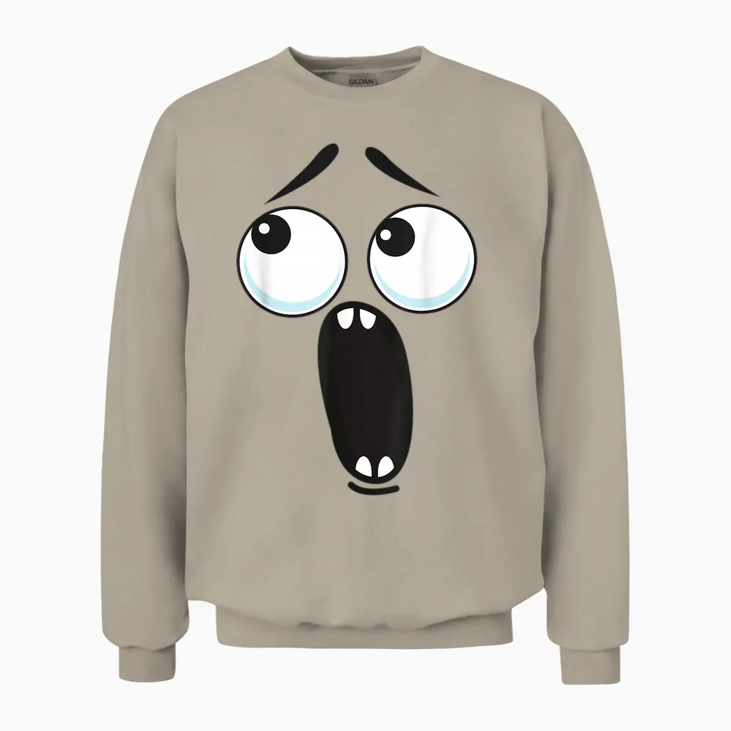 Creepy Carrots Face Funny Halloween Costume Kids and Adults Unisex Sweatshirt in Sand