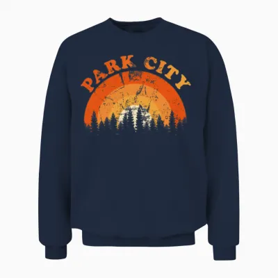 Vintage Park City Utah Fan Retro Cool Sunset Unisex Sweatshirt - Navy