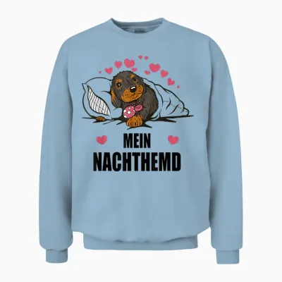 Süßes Nachthemd Mit Süßem Dackel Im Bett Unisex Sweatshirt - Light Blue