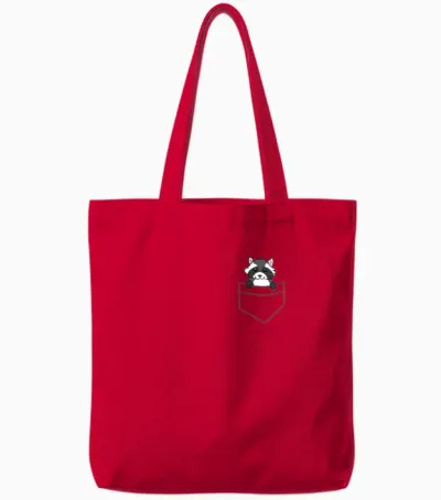 Raccoon - in Breast Pocket / Shirt Pocket Tote Bags - Red