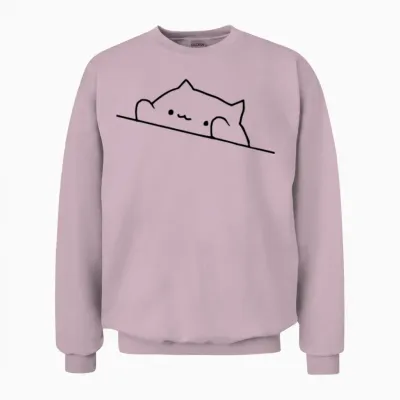 Bongo Cat Funny Unisex Sweatshirt - Light Pink