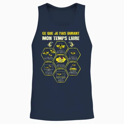 Free Time Beekeeper Nest Bees Activities Beekeeping T-Shirt, Black, S Unisex Tank Top - Navy