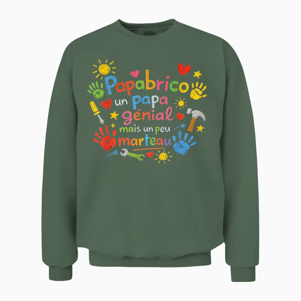 Cadeau Papa Bricoleur Papabrico Fête Des Pères Original Noël Unisex Sweatshirt in Military Green