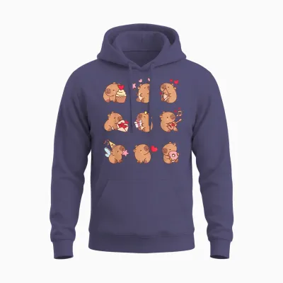 Super Cute Capybaras in Various Poses Capybara Unisex Hoodie - Heather Sport Dark Navy
